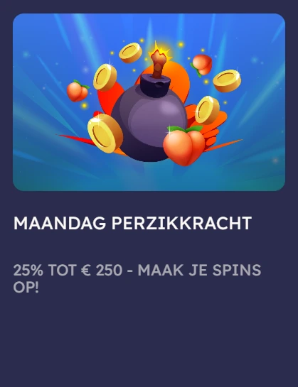 Exploderende bom met perziken en munten voor maandagbonus