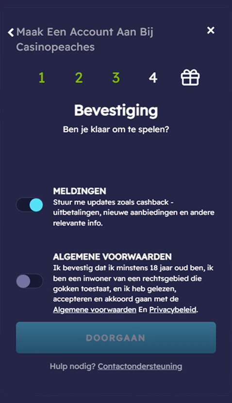 Voorwaarden niet geaccepteerd; registratie kan niet worden voltooid
